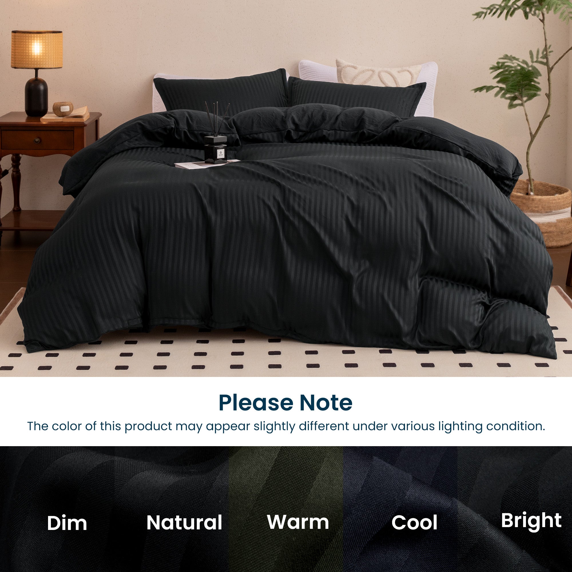 Sleep Zone Washed Jacquard Stripe Duvet Cover Set