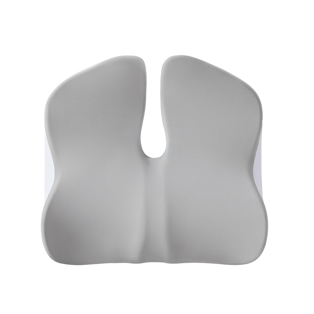 Memory Foam Seat Cushion, 17.7"×16.2"×4.7", White & Gray, Ergonomic Pressure Relief