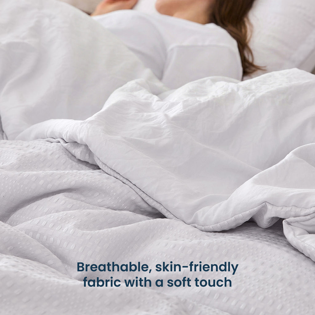 3D Waffle Comforter Set, OEKO-TEX Ultra-Soft Down Alternative Bedding