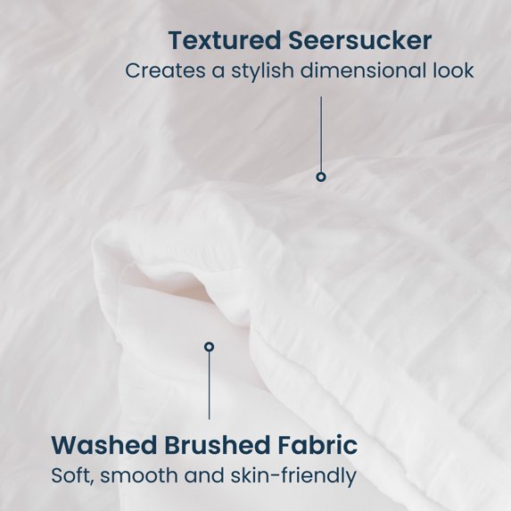 SLEEP ZONE Twin Duvet Cover 3pc Set Soft Seersucker