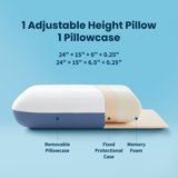 Standard Cooling Thick Memory Foam Pillow, Adjustable Height 2-Layer Design Neck Support for Side Back Stomach Sleepers-Blue