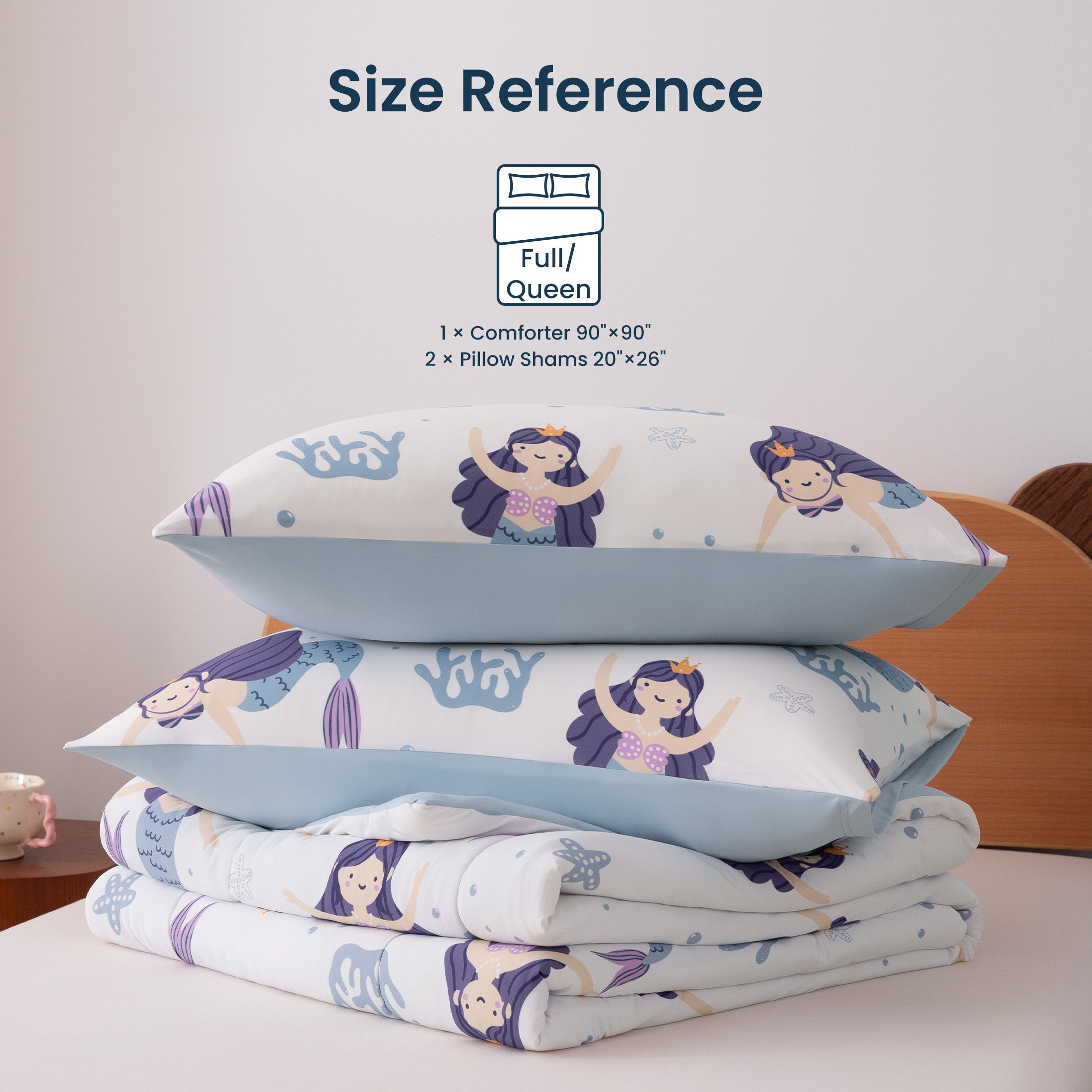 Kids Cooling Comforter Set Full/Queen Size, Soft Breathable Bedding with Pillow Shams