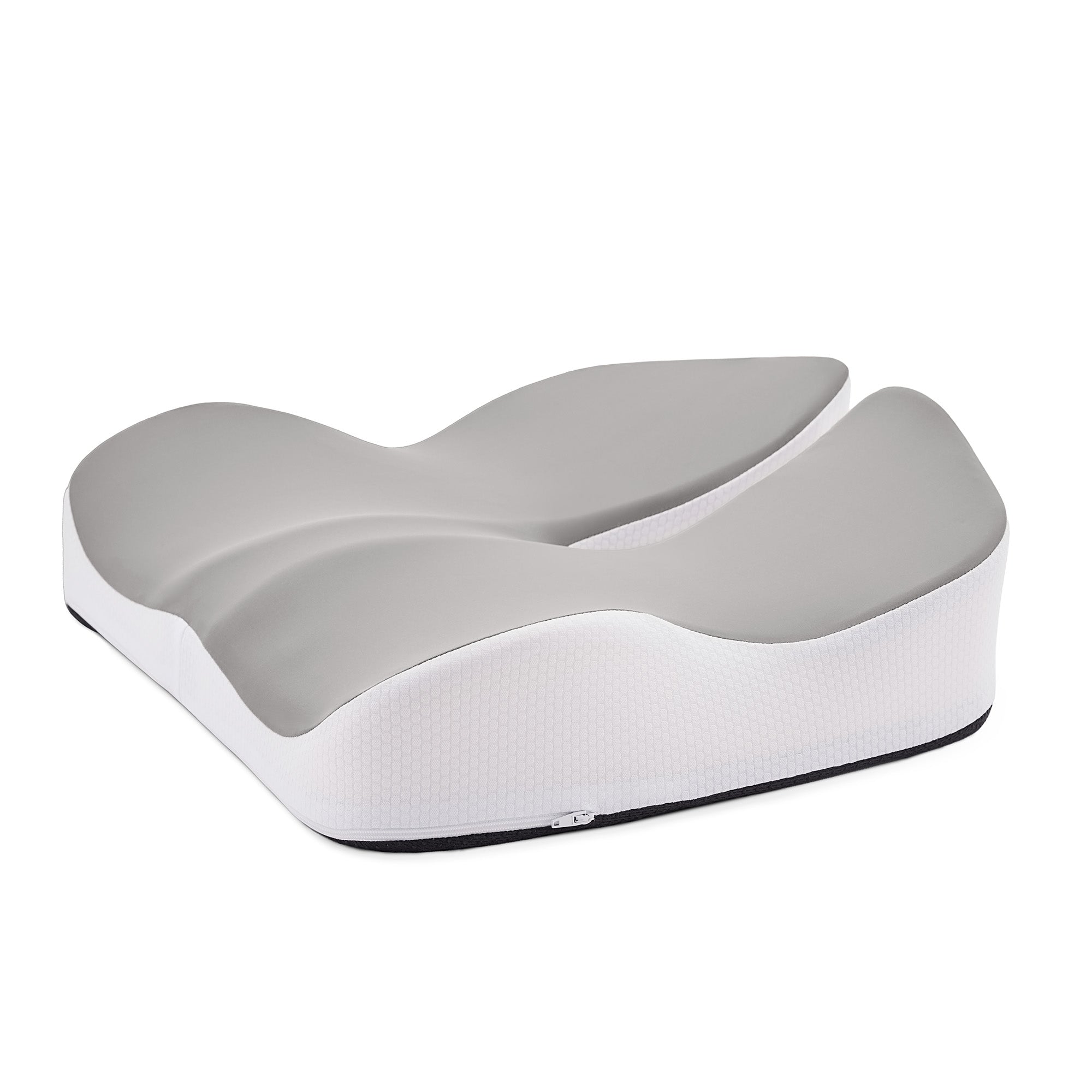 Memory Foam Seat Cushion, 17.7"×16.2"×4.7", White & Gray, Ergonomic Pressure Relief