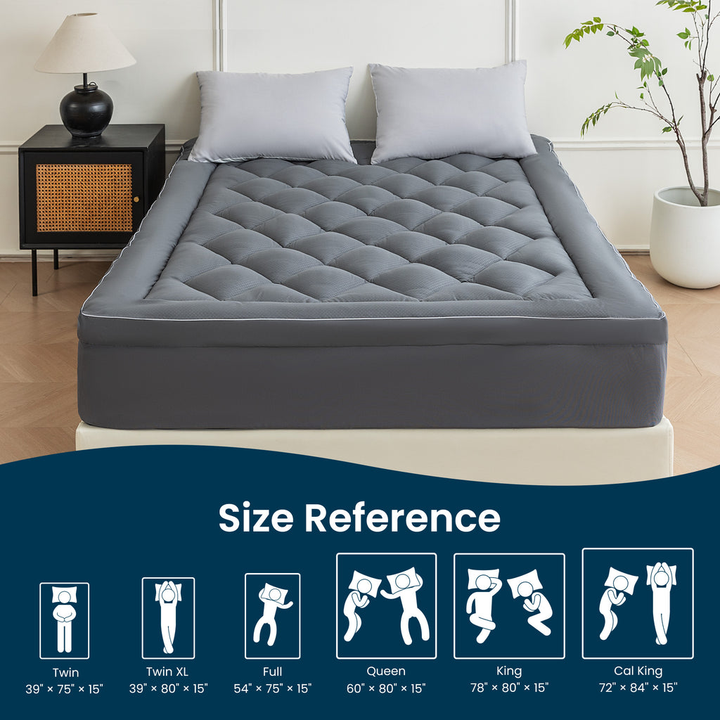 Mattress Topper, Ultra Thick Cloud Soft, Deep Pocket Embossed