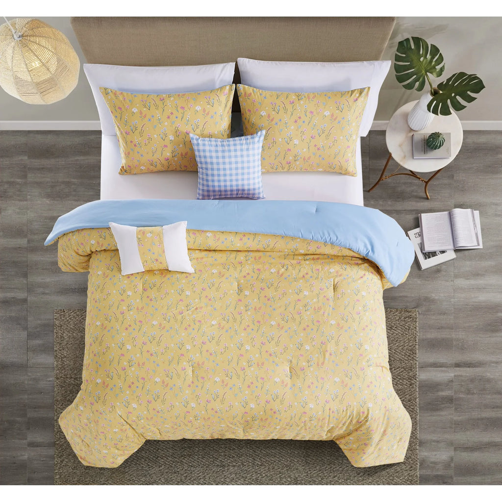 Floral Printed Bed-in-a-Bag Comforter Set, All Season Lightweight Soft Microfiber Bedding, Breathable & Machine Washable