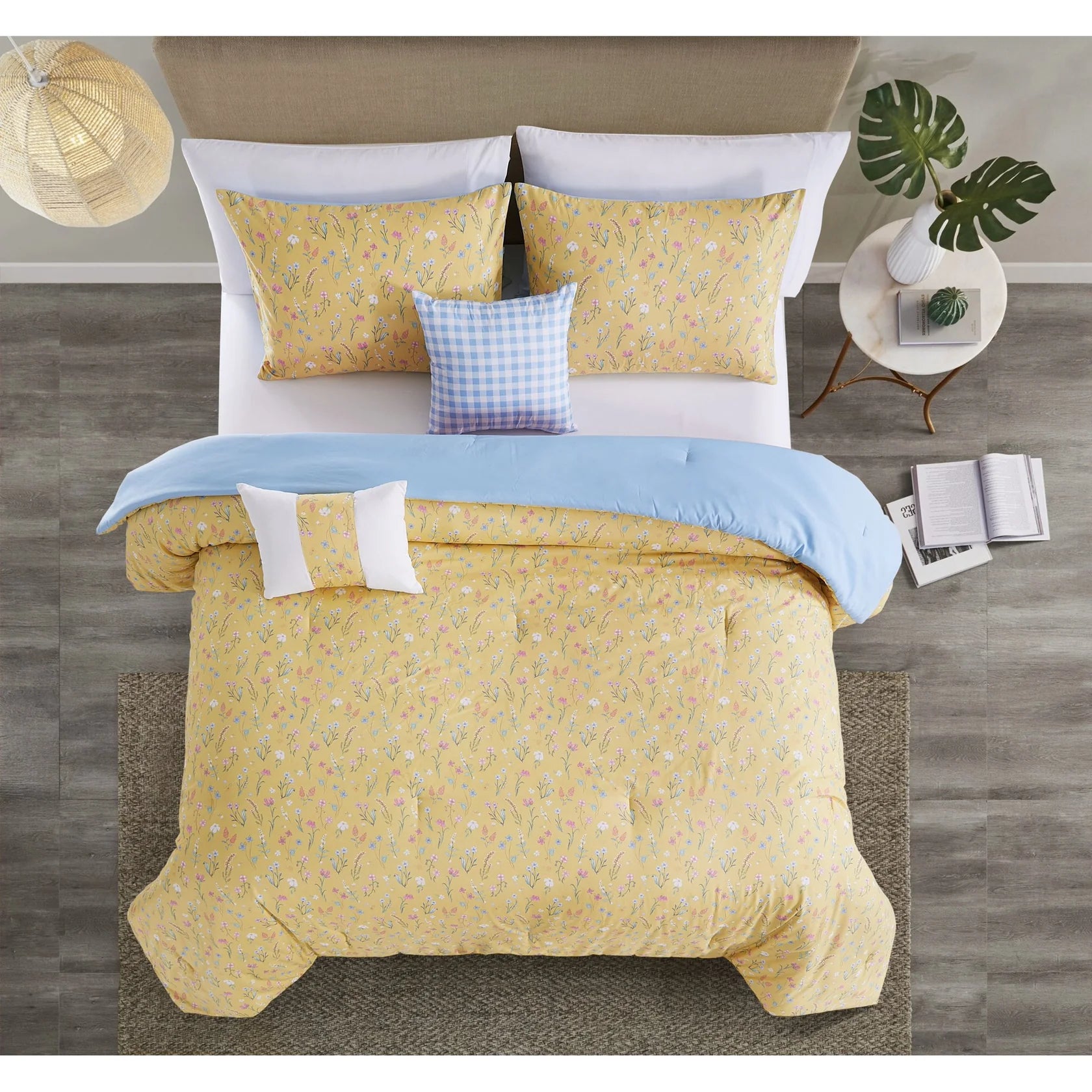 Floral Printed Bed-in-a-Bag Comforter Set, All Season Lightweight Soft Microfiber Bedding, Breathable & Machine Washable