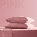 Cooling Satin Striped Sheets Set for Hot Sleepers-Beige