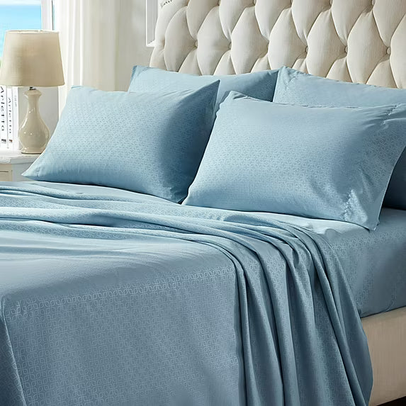 Luxury Embossed Bed Sheets Set for Kids, Four-Leaf Clover Pattern Sheet & Pillowcase Sets