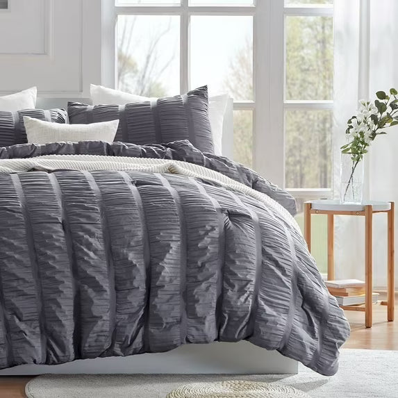 Luxury Seersucker Queen Comforter Set,Soft & Lightweight Down Alternative Duvet Insert with Pillow Sham Cooling for Summer
