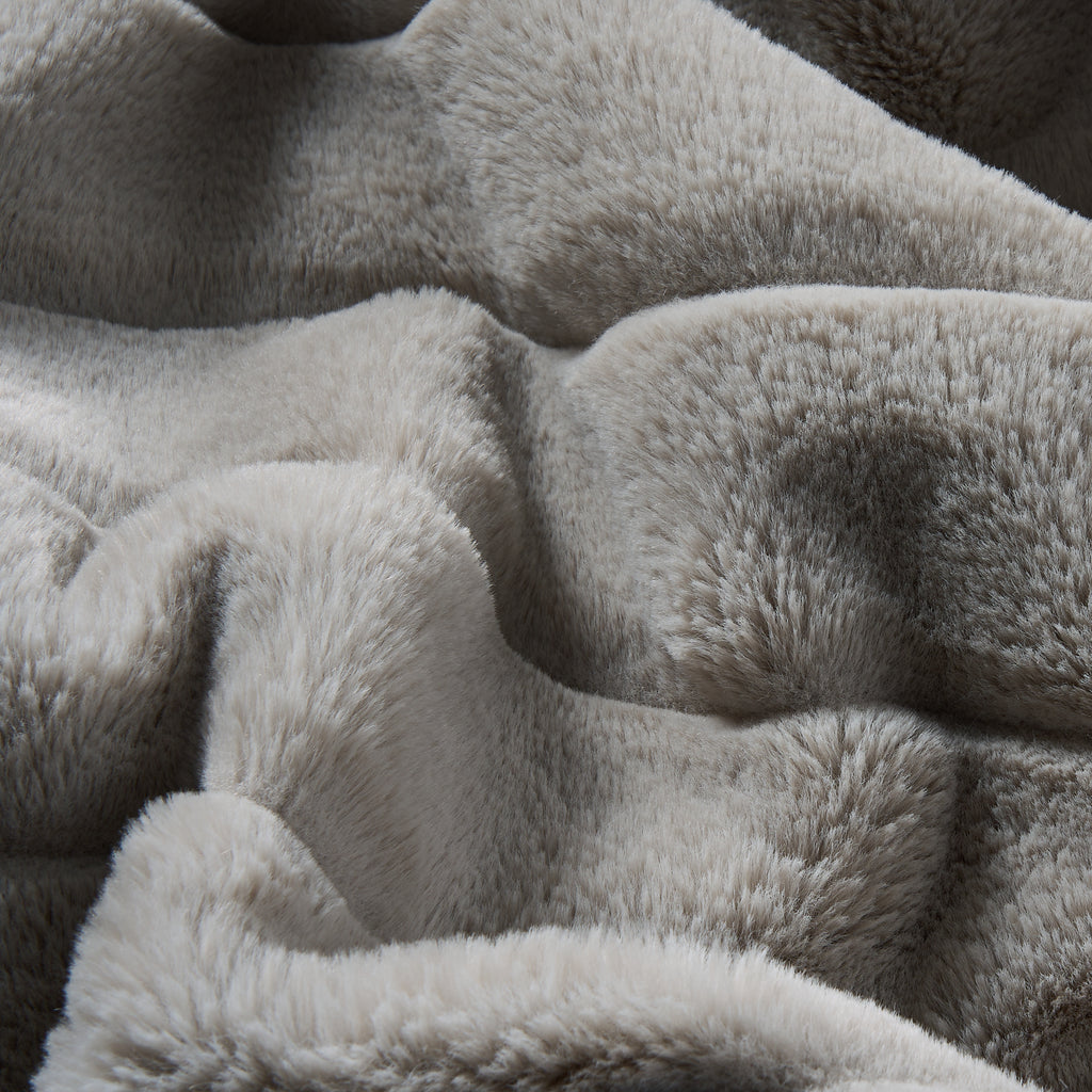 Faux Fur Stripe Blanket and Pillow Set, Ultra-Soft 420GSM Flannel, Embossed Design, Cozy & Durable for Bedroom, Living Room, or Office