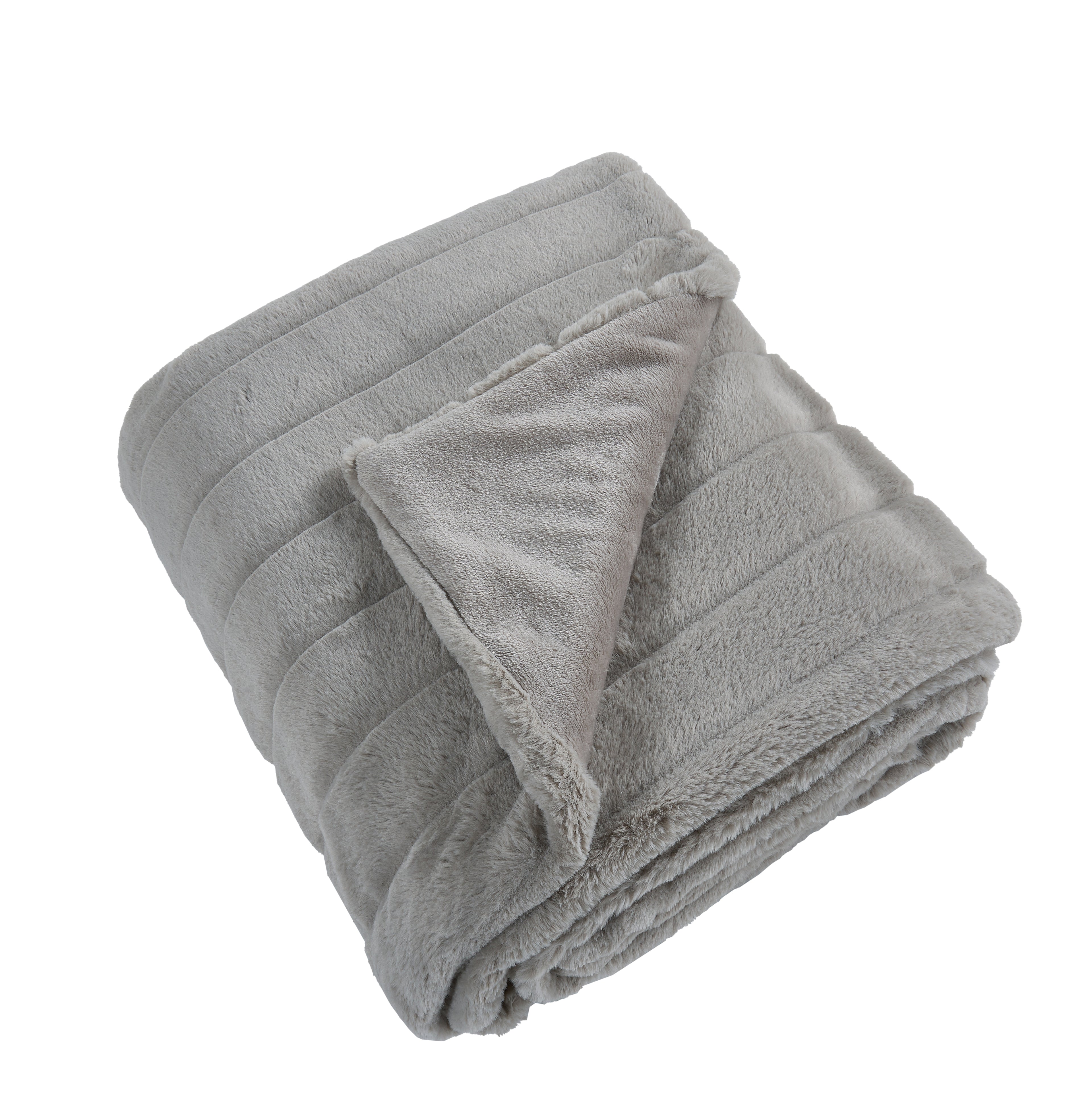 Faux Fur Stripe Blanket and Pillow Set, Ultra-Soft 420GSM Flannel, Embossed Design, Cozy & Durable for Bedroom, Living Room, or Office