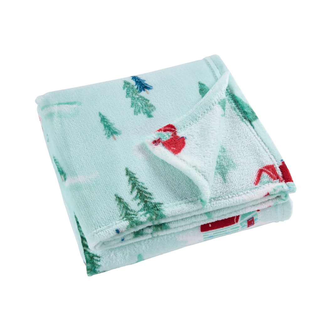 Plush Throw Blanket Soft Warm Flannel 220GSM Lightweight All Season Printed Bed Sofa Blanket for Home Office Travel, Machine Washable