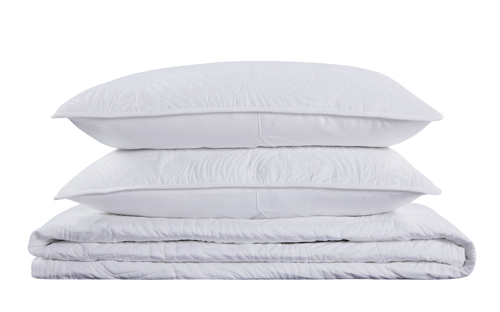 Leaf Pattern Lightweight All Season Quilt Set, Ultra Soft Brushed Microfiber Bedspread, Machine Washable