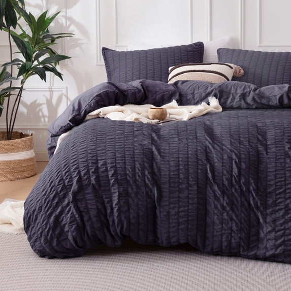 SLEEP ZONE Twin Duvet Cover 3pc Set Soft Seersucker