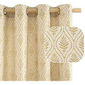 2 Piece Gold Edged tufted Sher Curtains - Ivory White