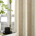 2 Piece Golden Edged Floral Curtains - Black