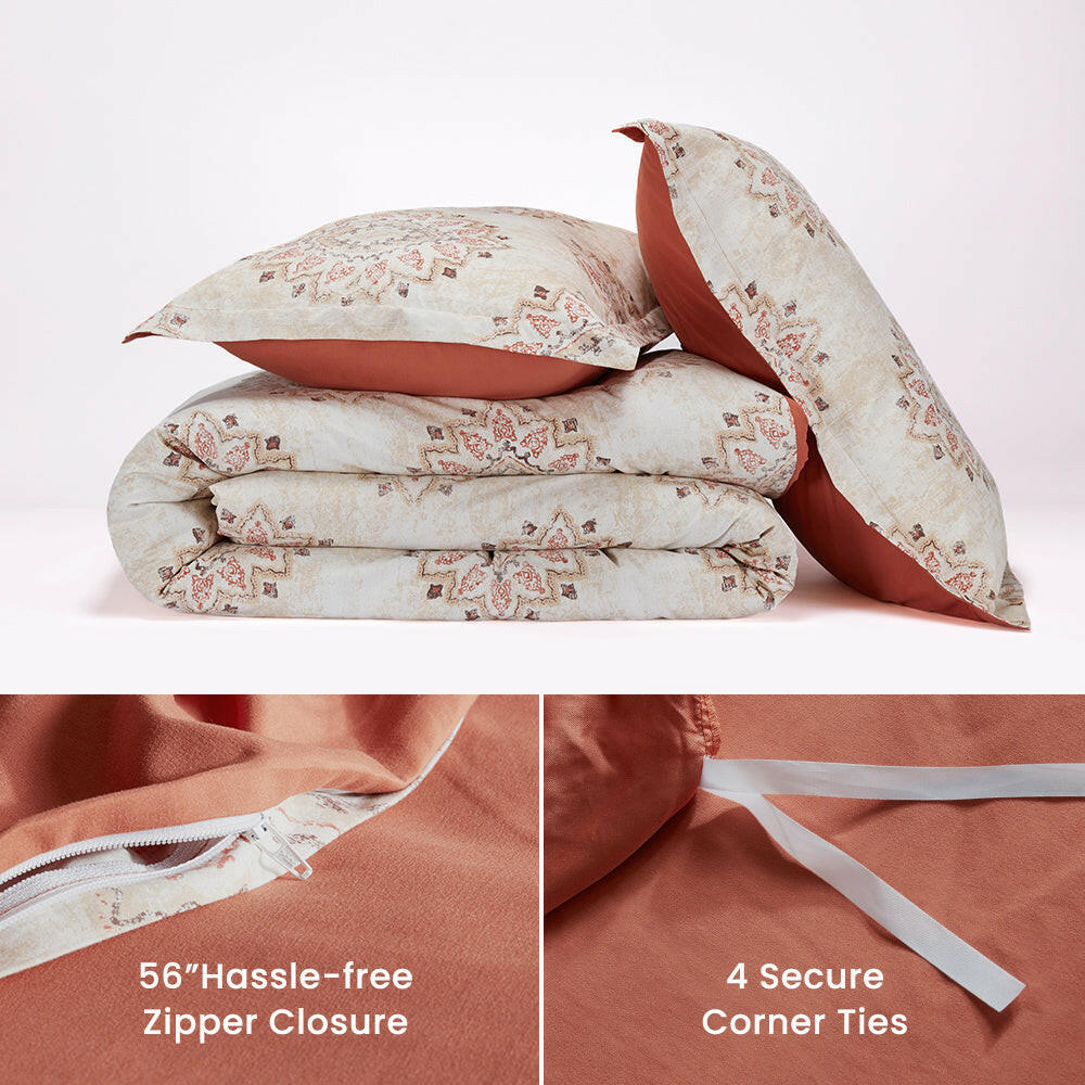 Damask Pattern Printed Duvet Cover Set