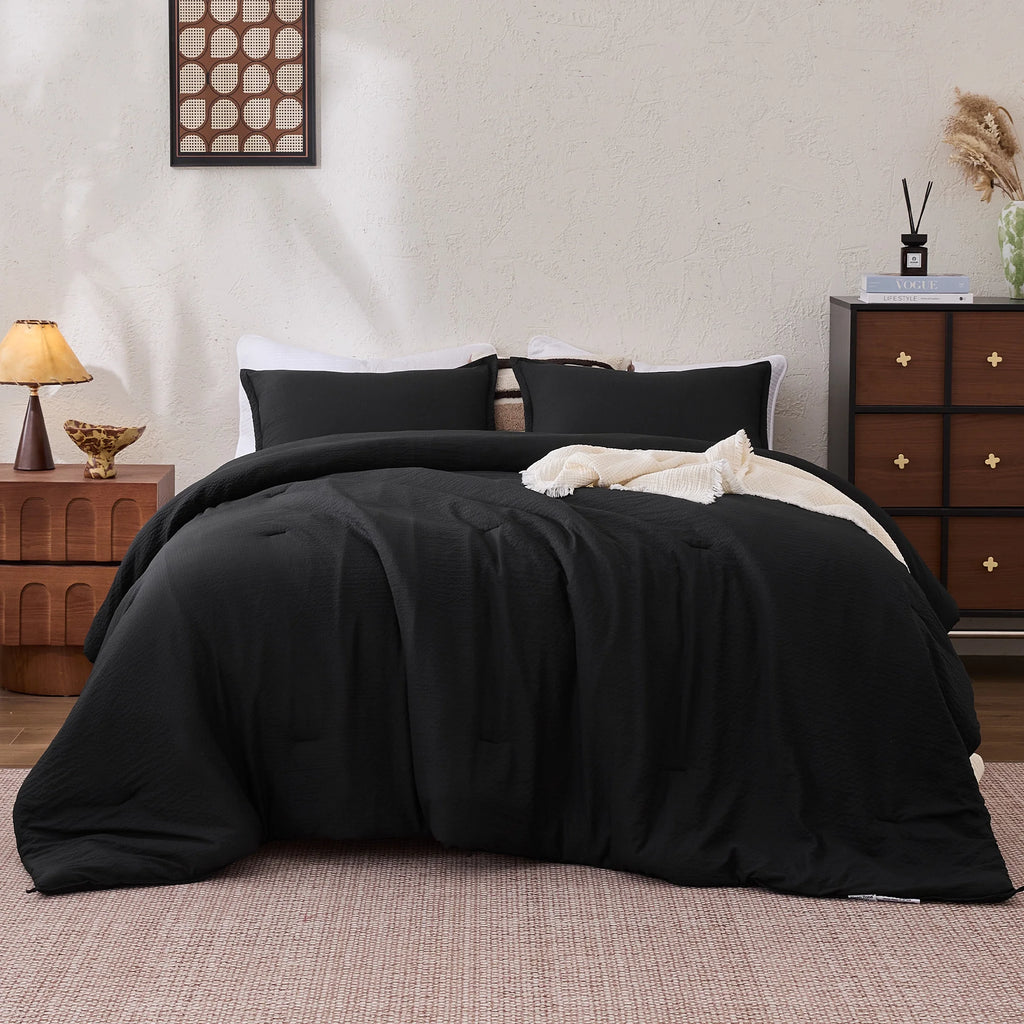 Seersucker Comforter Set, Luxury Ultra Soft Bedding