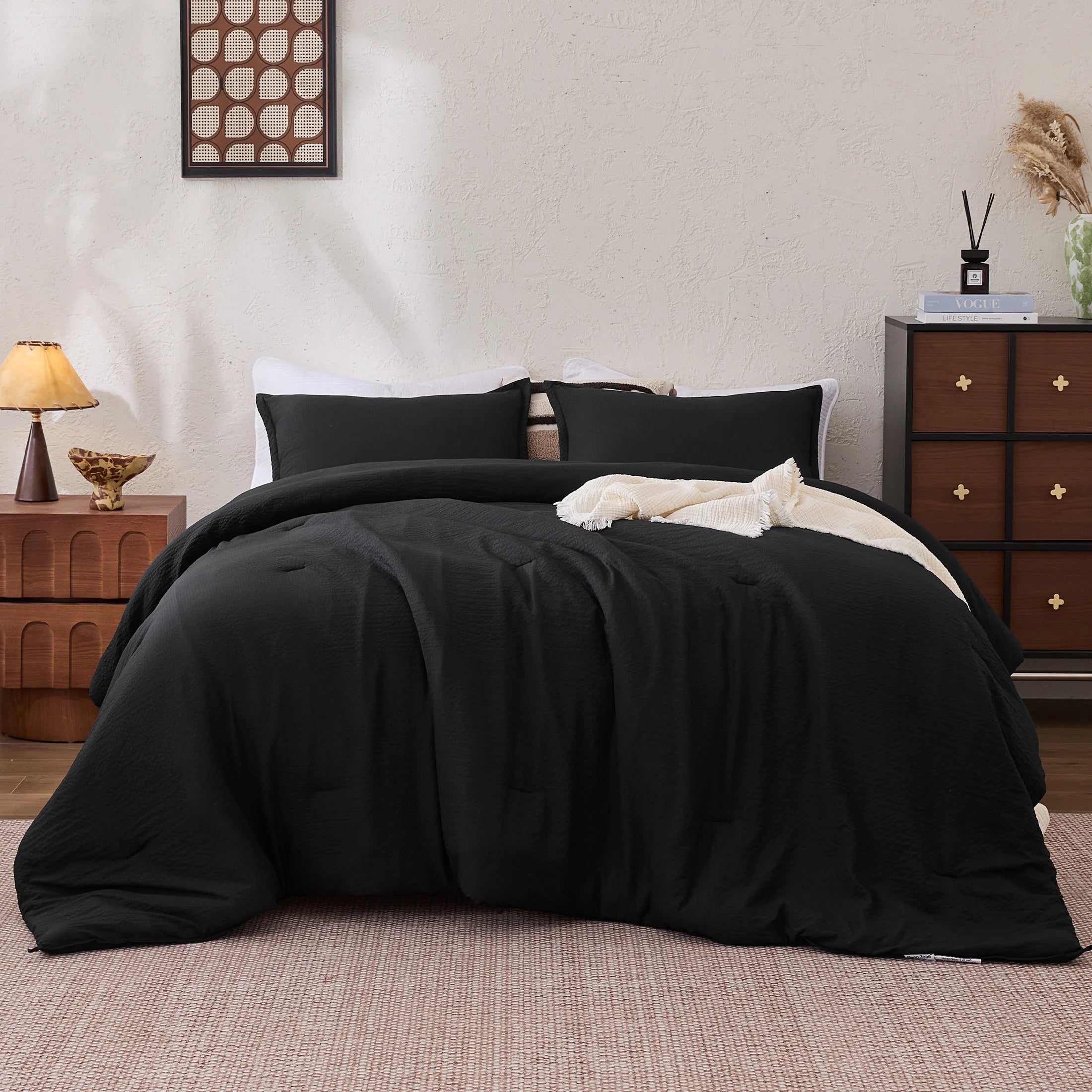 Seersucker Comforter Set, Luxury Ultra Soft Bedding