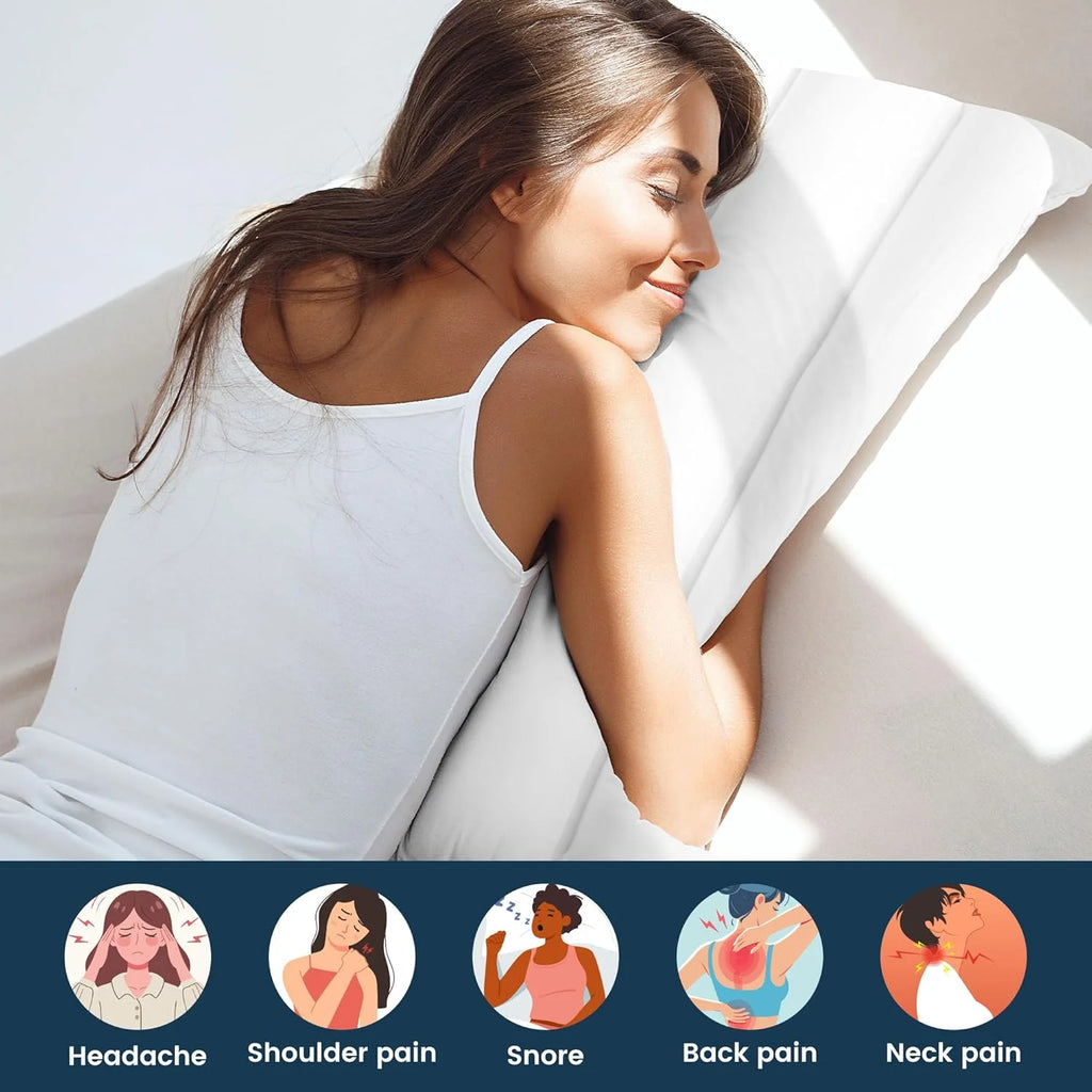 Ultra-Thin Cotton Pillow - Flat Design for Stomach/Back Sleepers & Neck Support