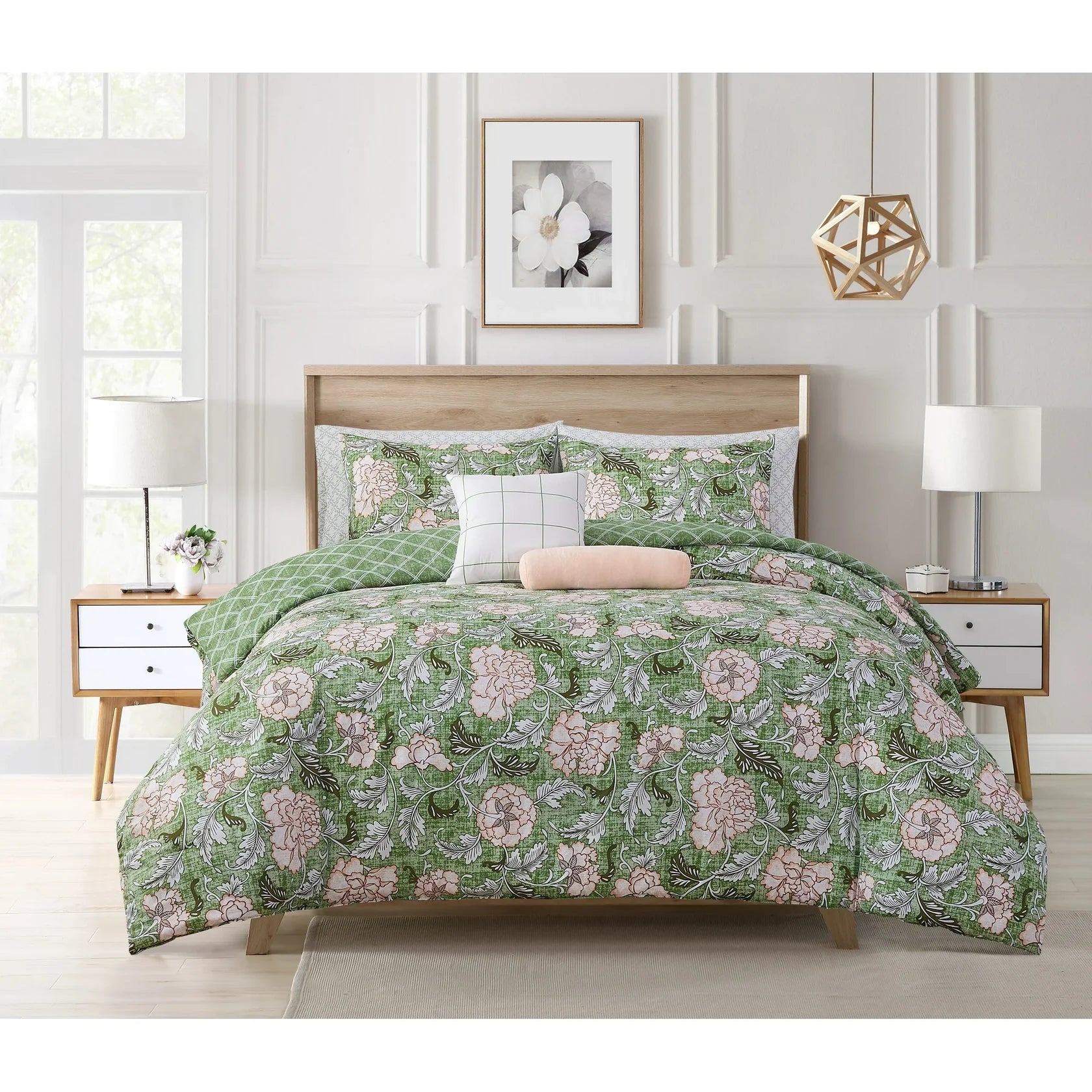 Floral Printed Bed-in-a-Bag Comforter Set, All Season Lightweight Soft Microfiber Bedding, Breathable & Machine Washable