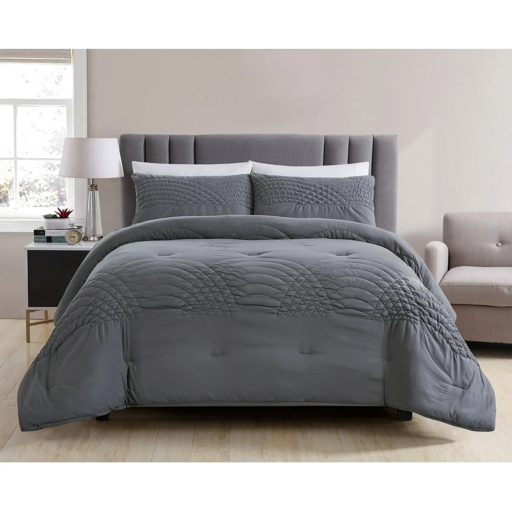 Geometric Printed Bed-in-a-Bag Comforter Set, All Season Lightweight Bedding with Soft Microfiber Fill, Machine Washable