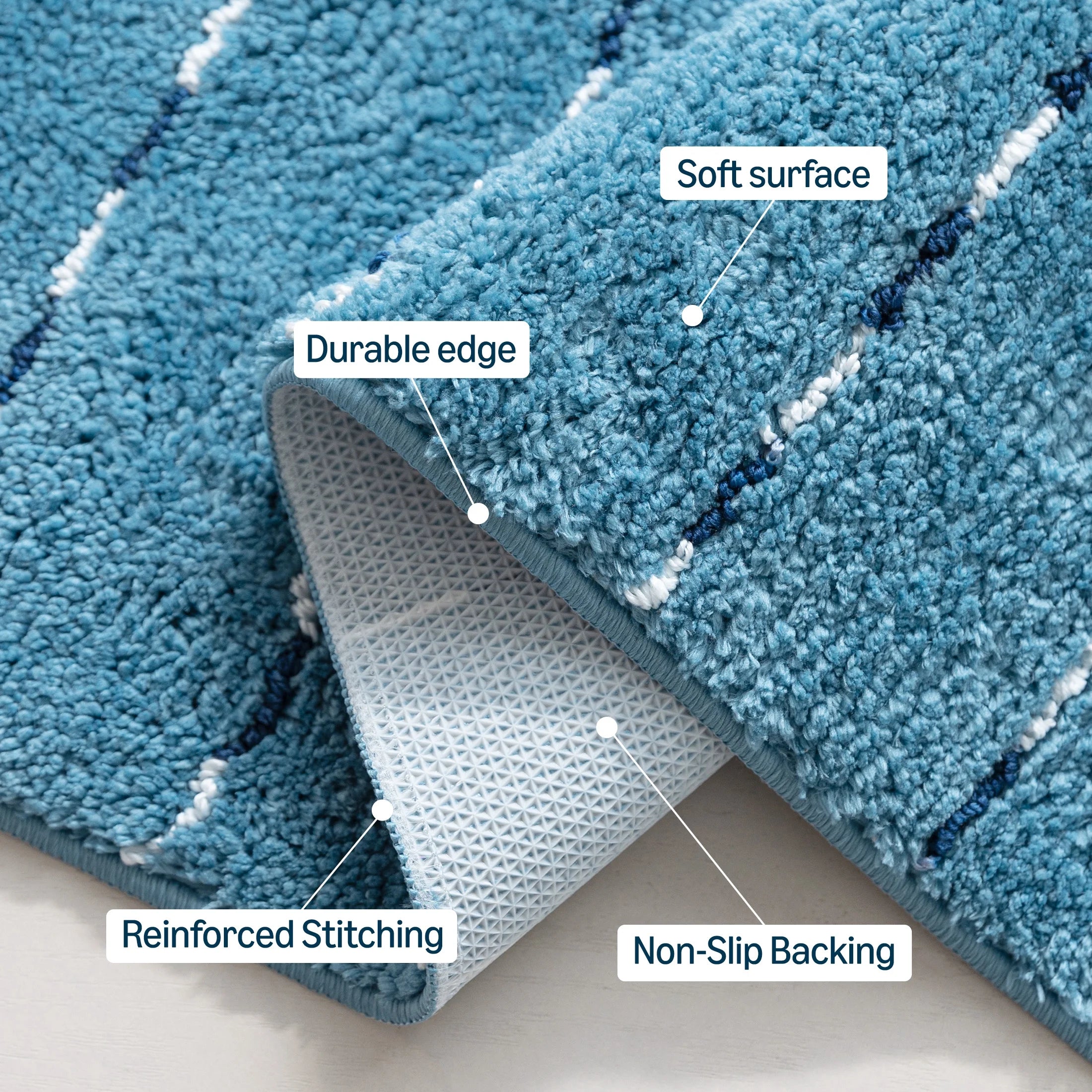 Sleep Zone Bathroom Rugs Bath Mat Set of 2 Ultra Soft surface Striped Space-Dyed