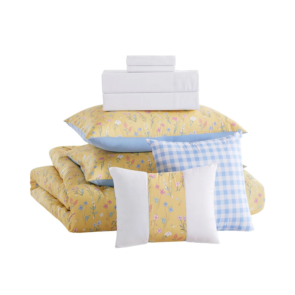 Floral Printed Bed-in-a-Bag Comforter Set, All Season Lightweight Soft Microfiber Bedding, Breathable & Machine Washable