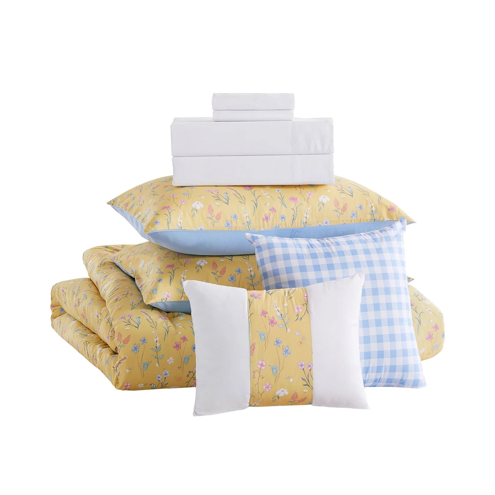 Floral Printed Bed-in-a-Bag Comforter Set, All Season Lightweight Soft Microfiber Bedding, Breathable & Machine Washable