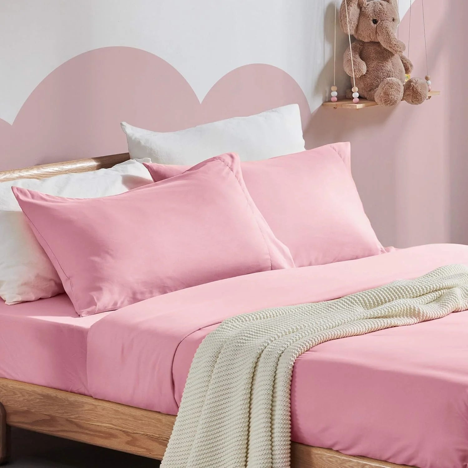 Kids Bed Sheets Set 3-Piece - Super Soft & Cute Kids Sheet Set with Flat Sheet, Fitted Sheet, Pillowcase