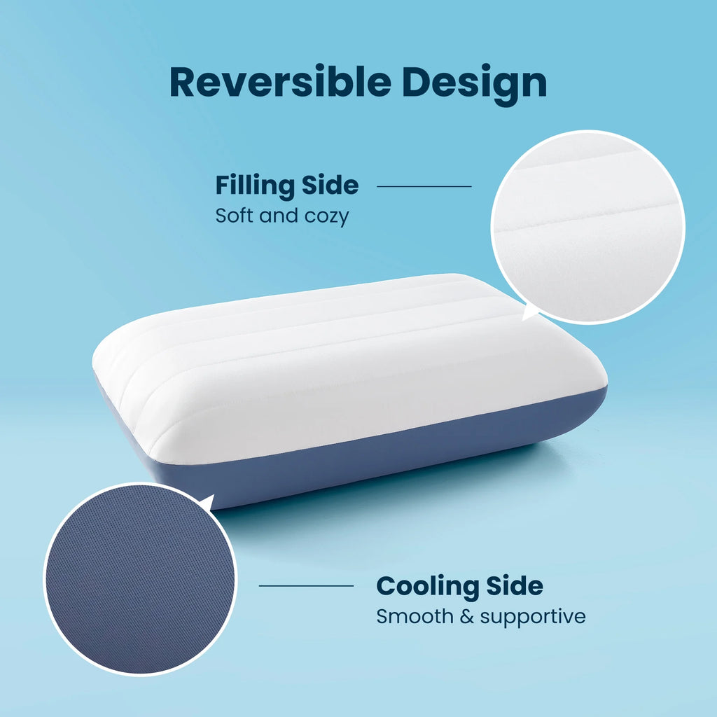 Standard Cooling Thick Memory Foam Pillow, Adjustable Height 2-Layer Design Neck Support for Side Back Stomach Sleepers-Blue