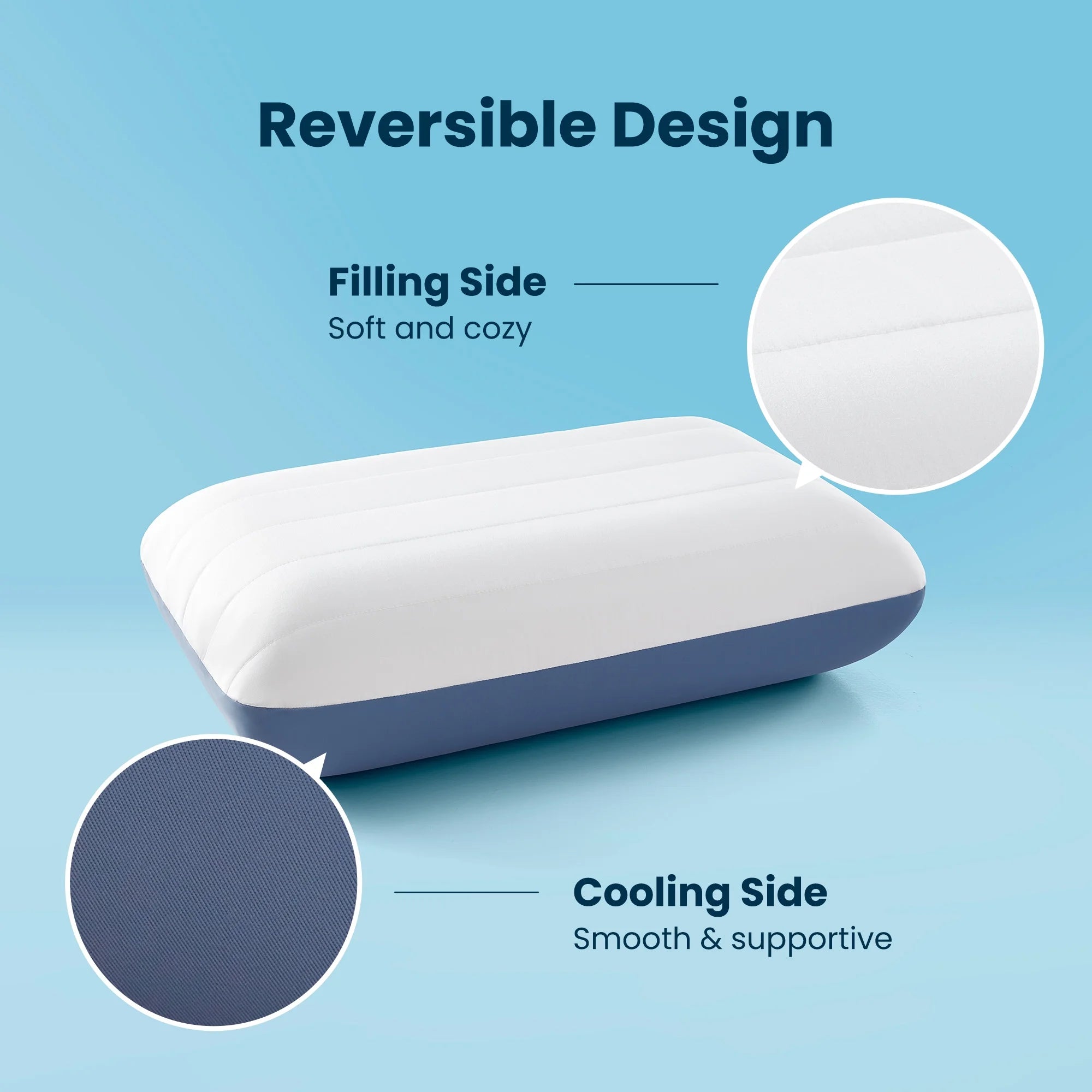 Standard Cooling Thick Memory Foam Pillow, Adjustable Height 2-Layer Design Neck Support for Side Back Stomach Sleepers-Blue
