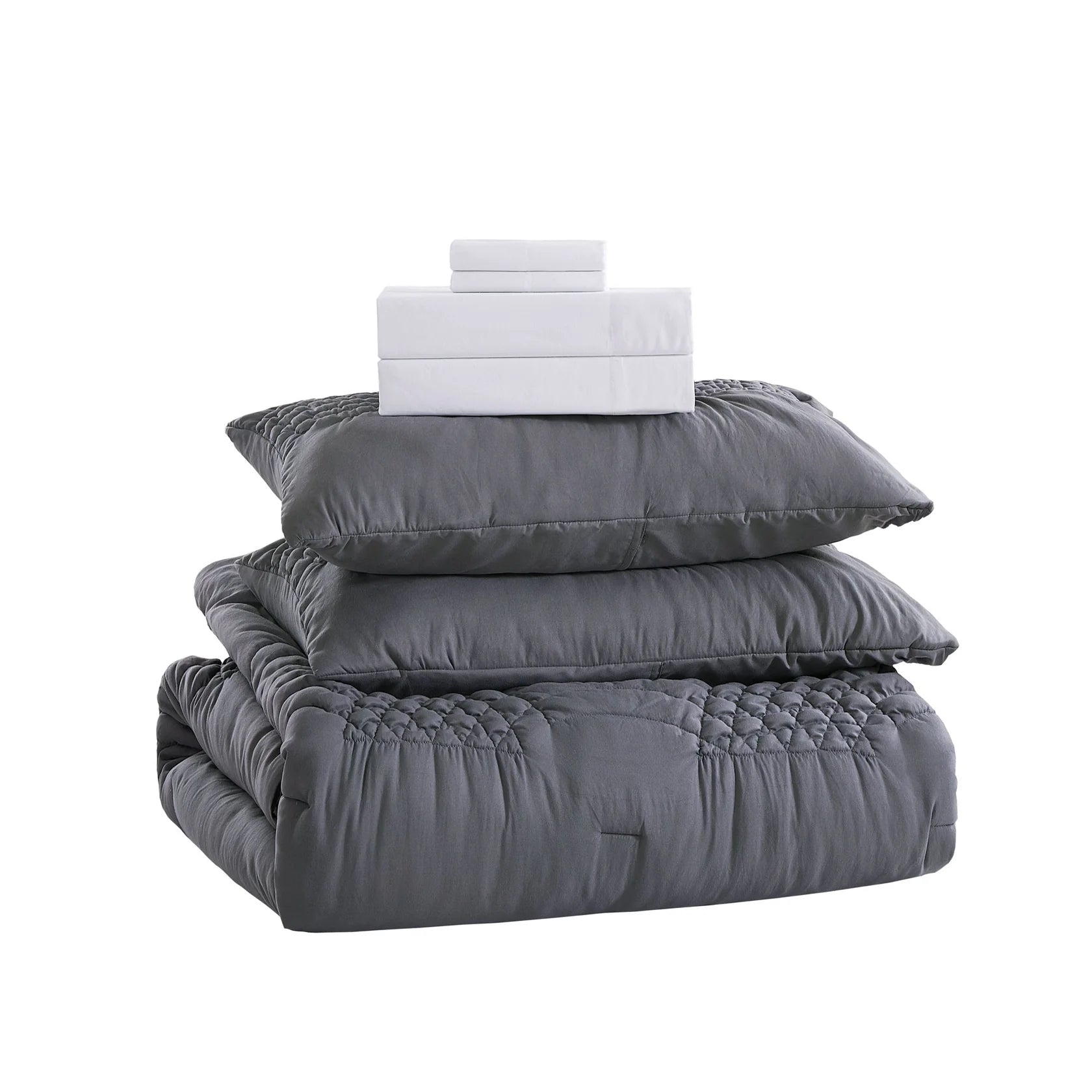 Geometric Printed Bed-in-a-Bag Comforter Set, All Season Lightweight Bedding with Soft Microfiber Fill, Machine Washable