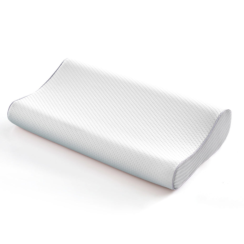 Standard Memory Foam Pillow, Ergonomic Adjustable Orthopedic Contour Bed Pillows Neck Support for Side Back Stomach Sleepers-White