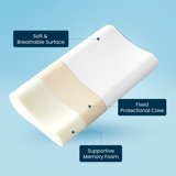 Standard Memory Foam Pillow, Ergonomic Adjustable Orthopedic Contour Bed Pillows Neck Support for Side Back Stomach Sleepers-White