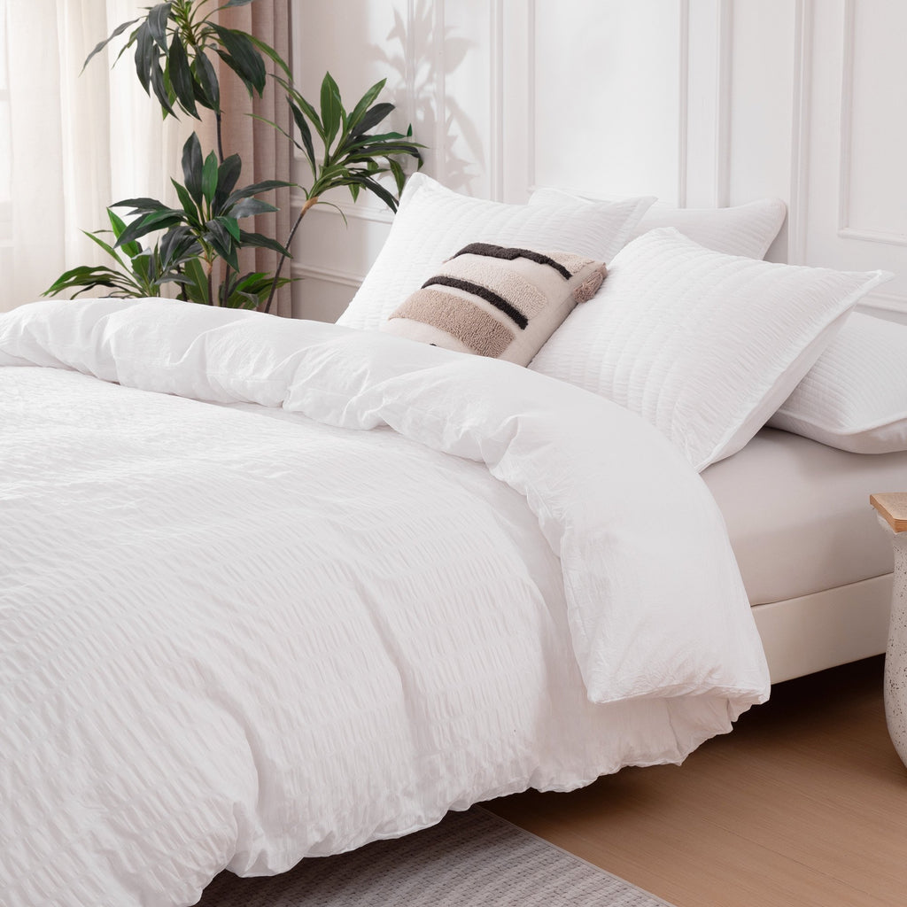 SLEEP ZONE Twin Duvet Cover 3pc Set Soft Seersucker