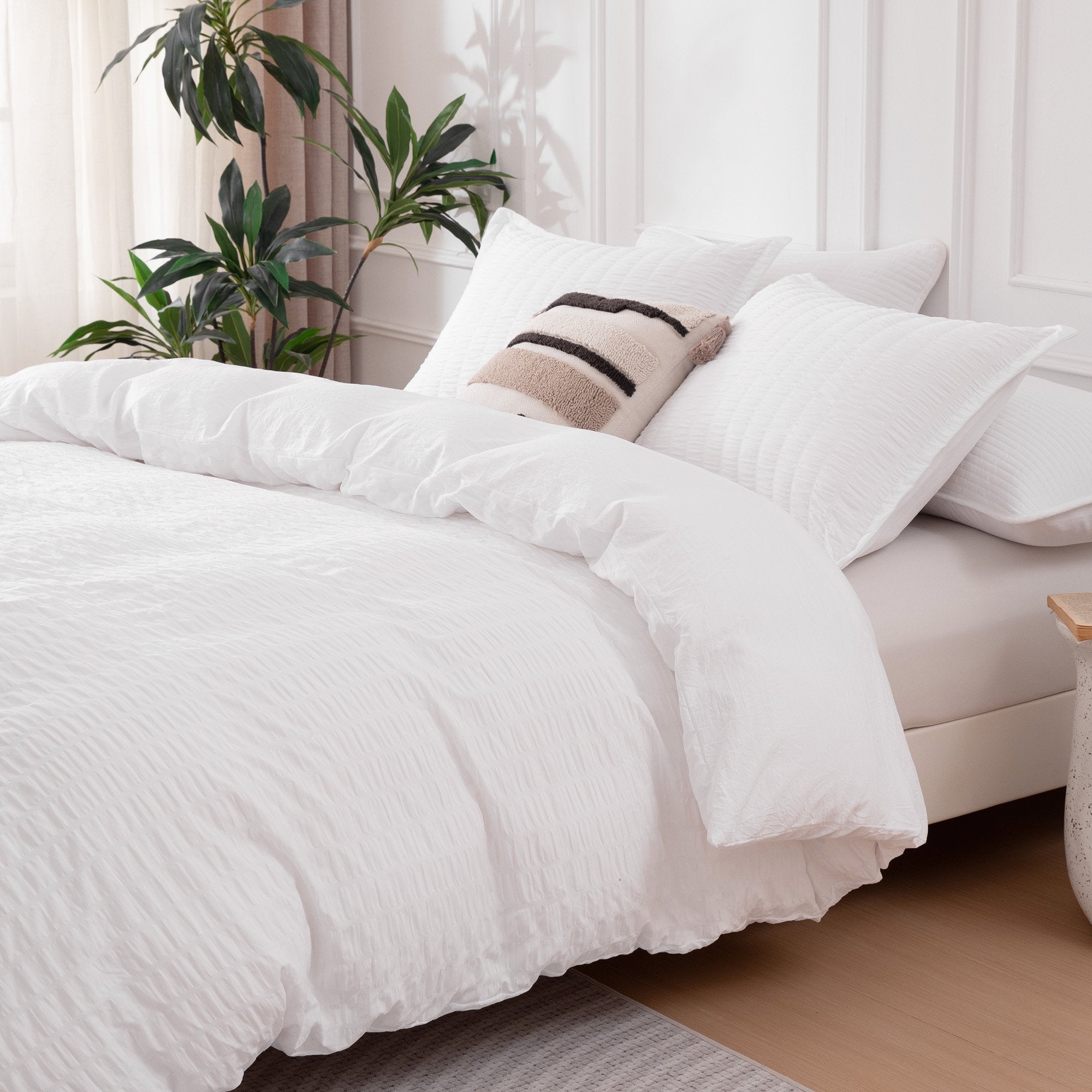 SLEEP ZONE Twin Duvet Cover 3pc Set Soft Seersucker