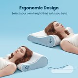 Standard Cooling Memory Foam Pillow, Ergonomic Adjustable Orthopedic Contour Bed Pillows Neck Support for Side Back Stomach Sleepers-Blue