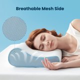 Standard Cooling Memory Foam Pillow, Ergonomic Adjustable Orthopedic Contour Bed Pillows Neck Support for Side Back Stomach Sleepers-Blue