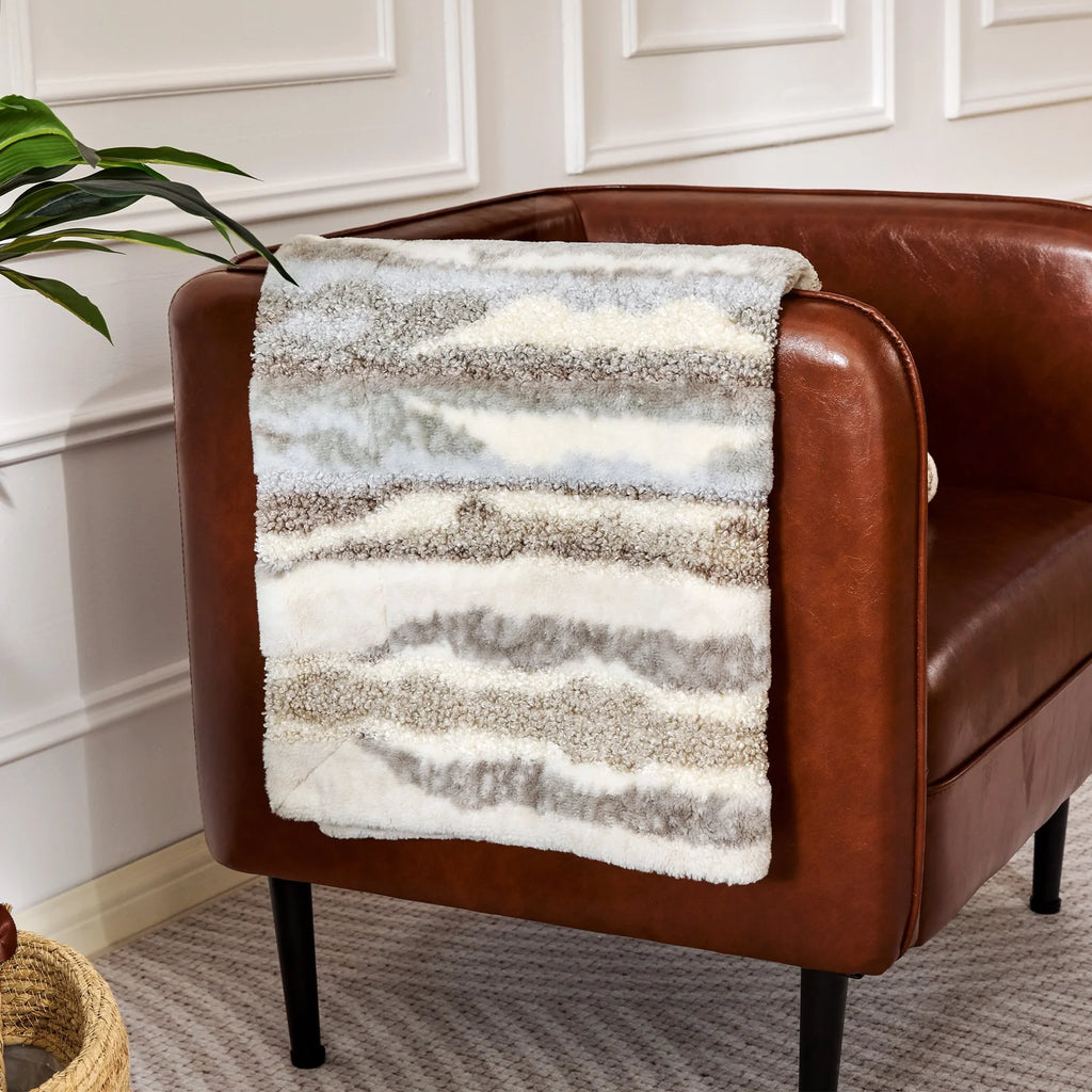 50"× 60" Throw Blanket, Multi-Color Striped Soft Durable Fluffy Faux Fur Bed Blankets