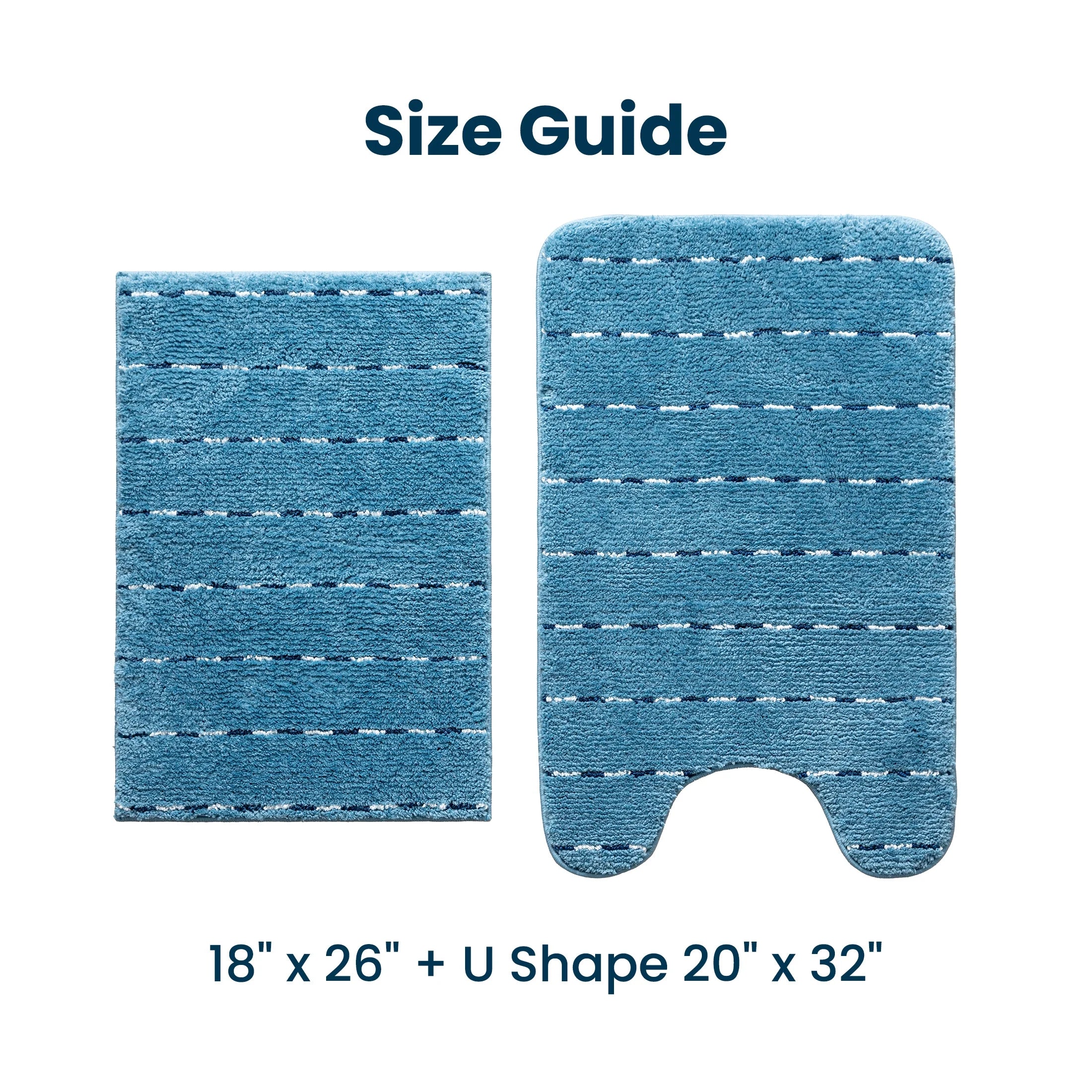 Sleep Zone Bathroom Rugs Bath Mat Set of 2 Ultra Soft surface Striped Space-Dyed