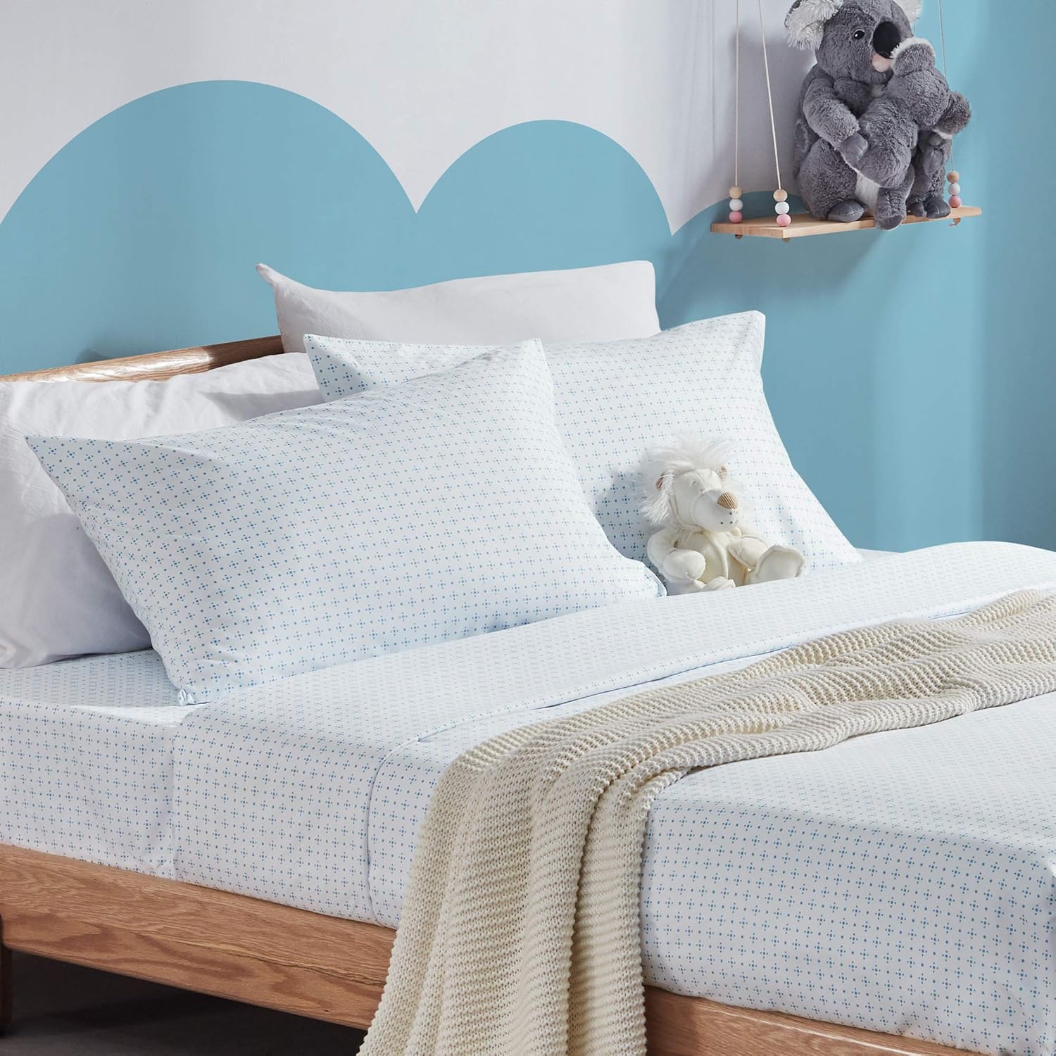 Kids Bed Sheets Set 3-Piece - Super Soft & Cute Kids Sheet Set with Flat Sheet, Fitted Sheet, Pillowcase